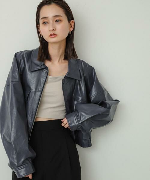 SENSE OF PLACE by URBAN RESEARCH / センスオブプレイス バイ アーバンリサーチ ブルゾン | クロップドレザーライクブルゾン | 詳細3