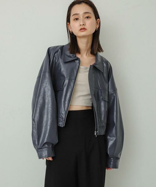 SENSE OF PLACE by URBAN RESEARCH / センスオブプレイス バイ アーバンリサーチ ブルゾン | クロップドレザーライクブルゾン | 詳細4