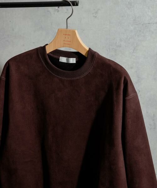 SENSE OF PLACE by URBAN RESEARCH / センスオブプレイス バイ アーバンリサーチ スウェット | フェイクスエードクルーネックスウェット(ブラウン)
