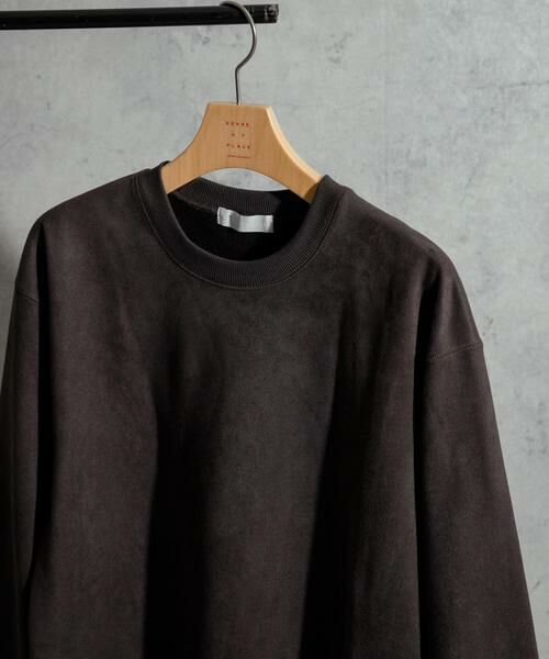 SENSE OF PLACE by URBAN RESEARCH / センスオブプレイス バイ アーバンリサーチ スウェット | フェイクスエードクルーネックスウェット(ダークブラウン)