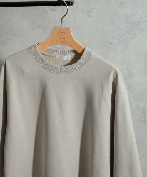 SENSE OF PLACE by URBAN RESEARCH / センスオブプレイス バイ アーバンリサーチ スウェット | フェイクスエードクルーネックスウェット(ライトベージュ)