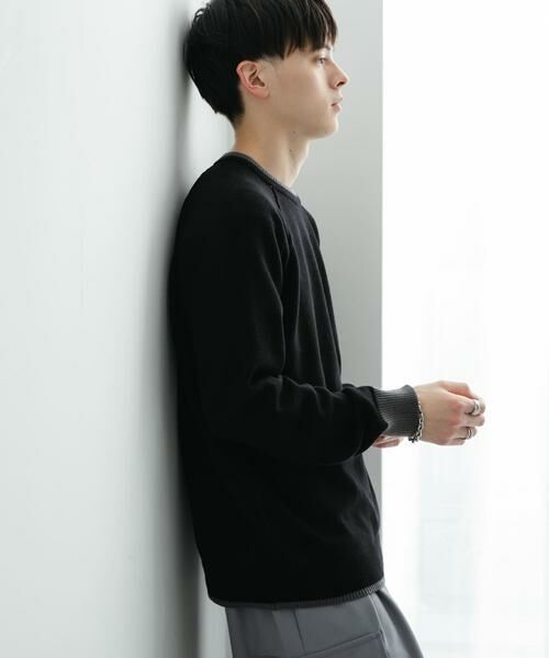 SENSE OF PLACE by URBAN RESEARCH/センスオブプレイス バイ アーバンリサーチ 『ユニセックス』『洗濯可』ストレッチリブハイショクラインニット ブラック M