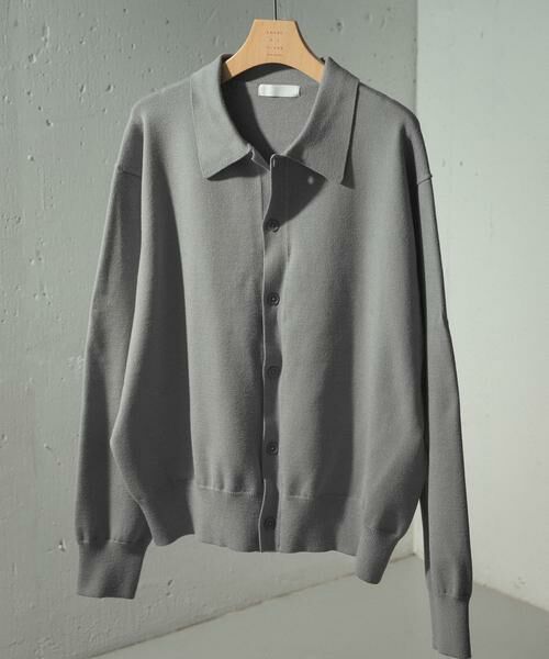 SENSE OF PLACE by URBAN RESEARCH / センスオブプレイス バイ アーバンリサーチ ニット・セーター | 『ユニセックス』『洗濯可』ストレッチシャツカーディガン(グレー)