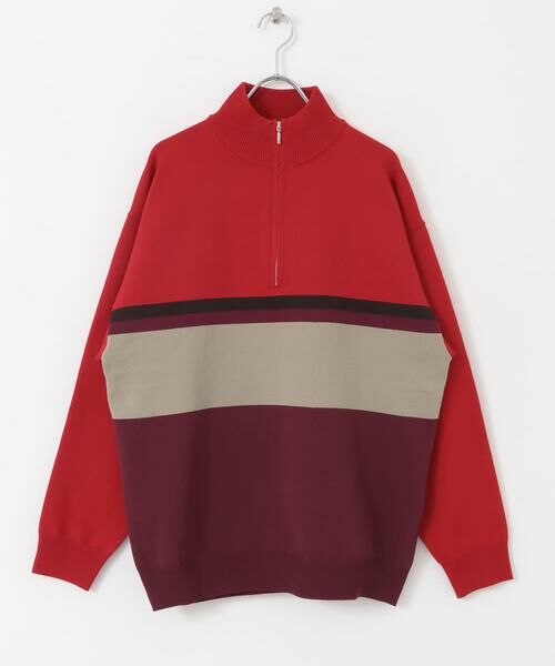 SENSE OF PLACE by URBAN RESEARCH / センスオブプレイス バイ アーバンリサーチ ニット・セーター | パネルボーダーハーフZIPニット | 詳細6
