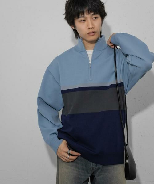 SENSE OF PLACE by URBAN RESEARCH / センスオブプレイス バイ アーバンリサーチ ニット・セーター | パネルボーダーハーフZIPニット | 詳細13