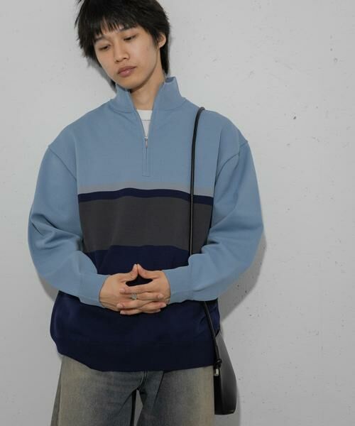SENSE OF PLACE by URBAN RESEARCH / センスオブプレイス バイ アーバンリサーチ ニット・セーター | パネルボーダーハーフZIPニット | 詳細14