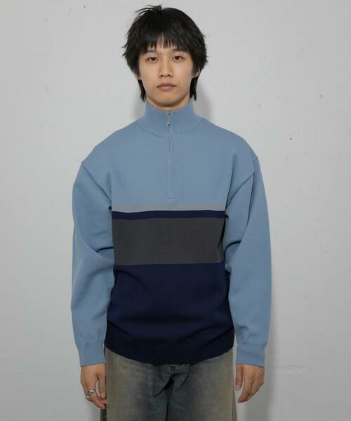 SENSE OF PLACE by URBAN RESEARCH / センスオブプレイス バイ アーバンリサーチ ニット・セーター | パネルボーダーハーフZIPニット | 詳細18
