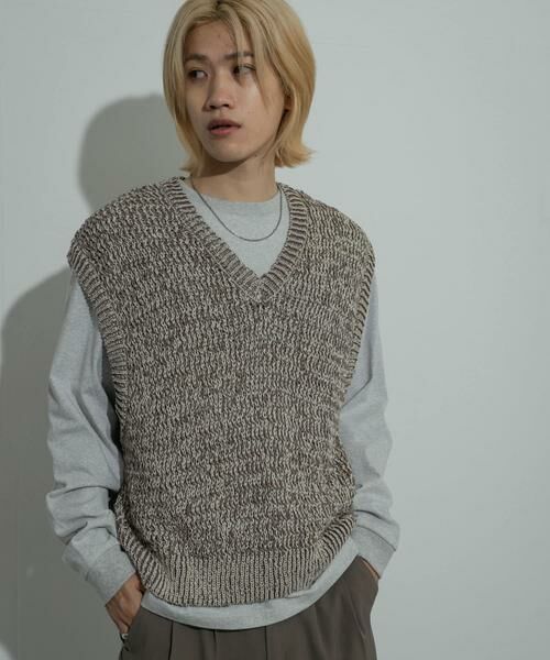 SENSE OF PLACE by URBAN RESEARCH / センスオブプレイス バイ アーバンリサーチ ニット・セーター | ミックスヤーンニットベスト | 詳細1