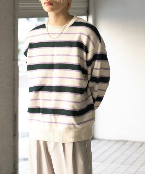 SENSE OF PLACE by URBAN RESEARCH / センスオブプレイス バイ アーバンリサーチ ニット・セーター | ウールブレンドボーダークルーネックニット | 詳細1