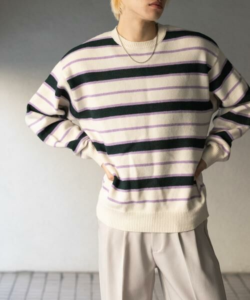 SENSE OF PLACE by URBAN RESEARCH / センスオブプレイス バイ アーバンリサーチ ニット・セーター | ウールブレンドボーダークルーネックニット | 詳細3