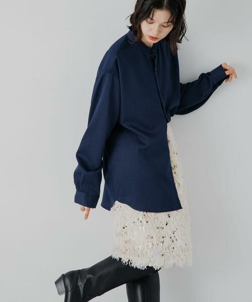 SENSE OF PLACE by URBAN RESEARCH / センスオブプレイス バイ アーバンリサーチ シャツ・ブラウス | ウールライクバンドカラールーズシャツ | 詳細1