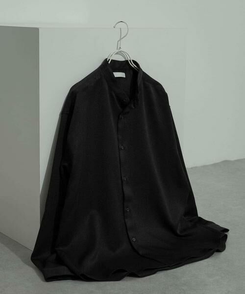 SENSE OF PLACE by URBAN RESEARCH / センスオブプレイス バイ アーバンリサーチ シャツ・ブラウス | ウールライクバンドカラールーズシャツ(ブラック)