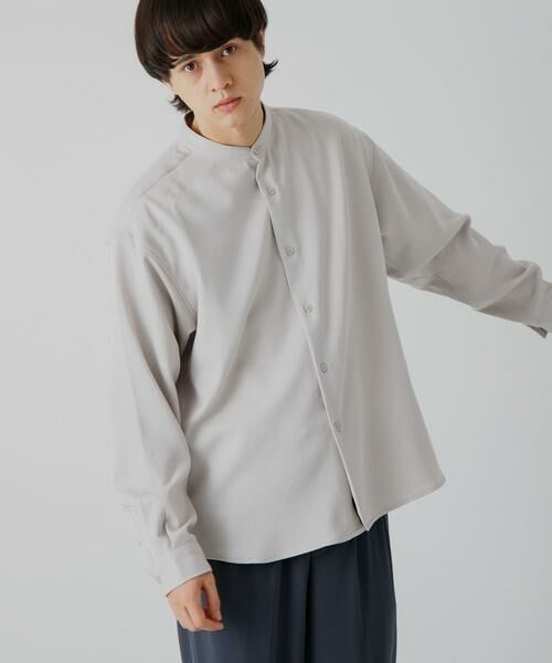 SENSE OF PLACE by URBAN RESEARCH / センスオブプレイス バイ アーバンリサーチ シャツ・ブラウス | ウールライクバンドカラールーズシャツ(ライトベージュ)