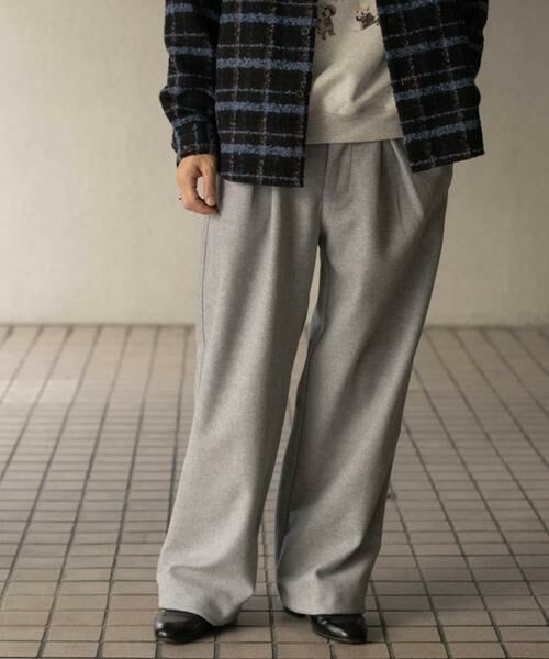 SENSE OF PLACE by URBAN RESEARCH / センスオブプレイス バイ アーバンリサーチ その他パンツ | ジャージメルトンタックワイドパンツ(ライトグレー)