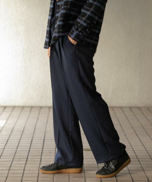SENSE OF PLACE by URBAN RESEARCH / センスオブプレイス バイ アーバンリサーチ その他パンツ | 『セットアップ対応』ウールライクダブルタックワイドパンツ(ネイビー)