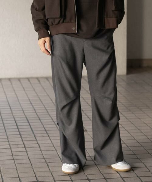 SENSE OF PLACE by URBAN RESEARCH / センスオブプレイス バイ アーバンリサーチ その他パンツ | ウールライクランダムタックパンツ(グレー)