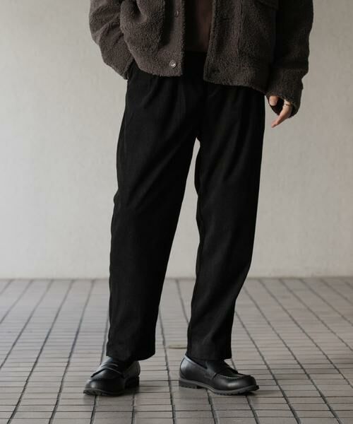 SENSE OF PLACE by URBAN RESEARCH / センスオブプレイス バイ アーバンリサーチ その他パンツ | コーデュロイタックテーパードスラックス(ブラック)