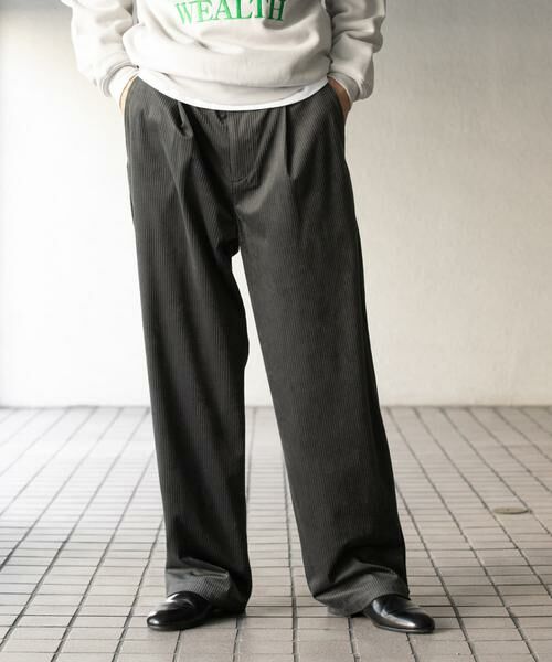 SENSE OF PLACE by URBAN RESEARCH/センスオブプレイス バイ アーバンリサーチ コーデュロイタックワイドパンツ チャコールグレー L SENSE OF PLACE by URBAN RESEARCH/センスオブプレイス バイ アーバンリサーチ コーデュロイタックワイドパンツ チャコールグレー L