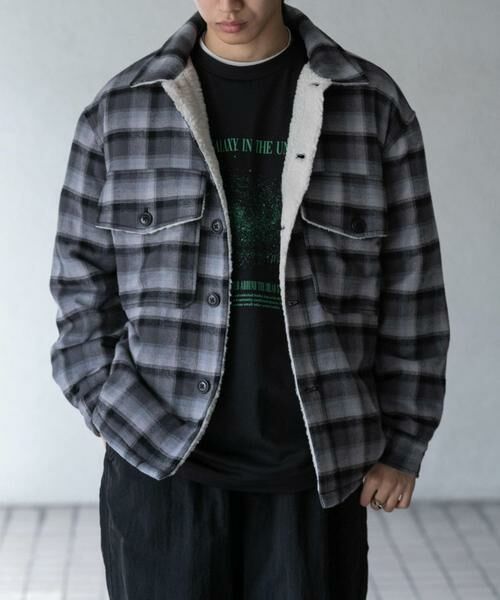 SENSE OF PLACE by URBAN RESEARCH / センスオブプレイス バイ アーバンリサーチ その他アウター | オンブレーチェックボアジャケット(ブラック)