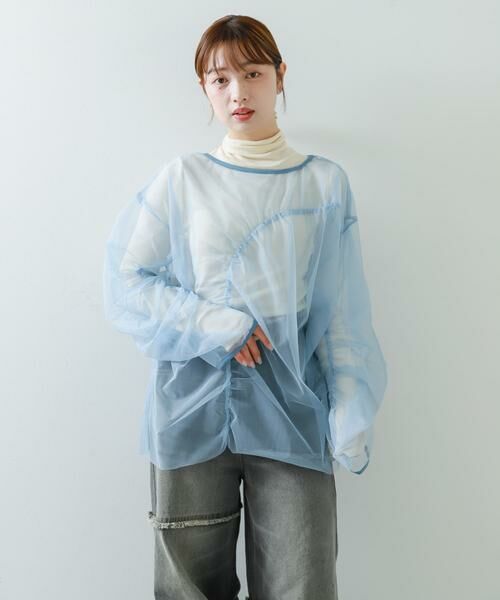 SENSE OF PLACE by URBAN RESEARCH / センスオブプレイス バイ アーバンリサーチ Tシャツ | シャーリングチュールトップ | 詳細1