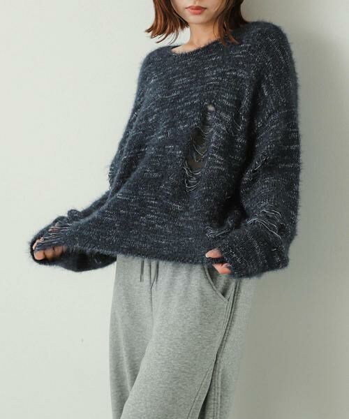 SENSE OF PLACE by URBAN RESEARCH / センスオブプレイス バイ アーバンリサーチ ニット・セーター | ルーズダメージセーター | 詳細11