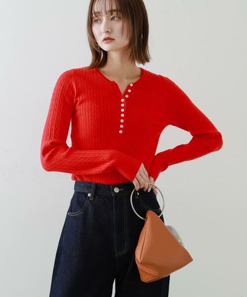 SENSE OF PLACE by URBAN RESEARCH / センスオブプレイス バイ アーバンリサーチ ニット・セーター | 『WEB/一部店舗限定カラー』ヘンリーネックミニケーブルセーター | 詳細1