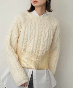 SENSE OF PLACE by URBAN RESEARCH / センスオブプレイス バイ アーバンリサーチ ニット・セーター | ハクプリントラグランケーブルセーター