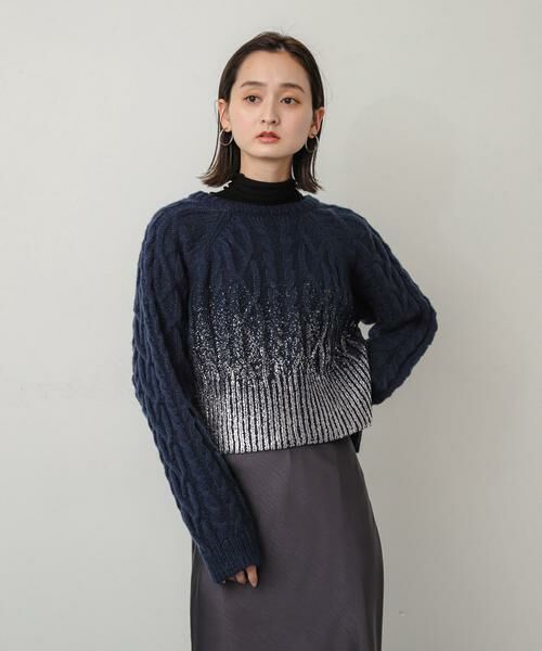 SENSE OF PLACE by URBAN RESEARCH / センスオブプレイス バイ アーバンリサーチ ニット・セーター | ハクプリントラグランケーブルセーター | 詳細1