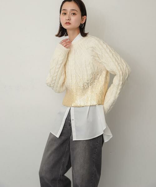 SENSE OF PLACE by URBAN RESEARCH / センスオブプレイス バイ アーバンリサーチ ニット・セーター | ハクプリントラグランケーブルセーター | 詳細15