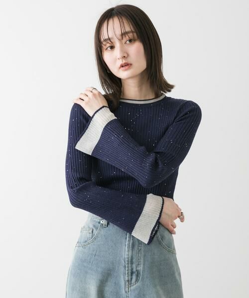 SENSE OF PLACE by URBAN RESEARCH / センスオブプレイス バイ アーバンリサーチ ニット・セーター | 『洗濯可』スパンコールバイカラーコンパクトセーター | 詳細15