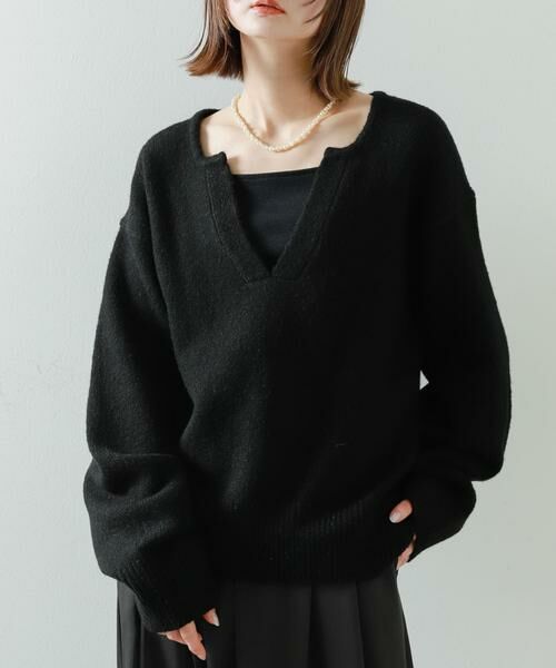 SENSE OF PLACE by URBAN RESEARCH/センスオブプレイス バイ アーバンリサーチ キーネックコクーンスリーブセーター ブラック one SENSE OF PLACE by URBAN RESEARCH/センスオブプレイス バイ アーバンリサーチ キーネックコクーンスリーブセーター ブラック one