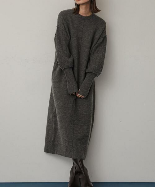 SENSE OF PLACE by URBAN RESEARCH / センスオブプレイス バイ アーバンリサーチ ワンピース | 『WEB/一部店舗限定』センターシームサムホールニットワンピース(グレー)