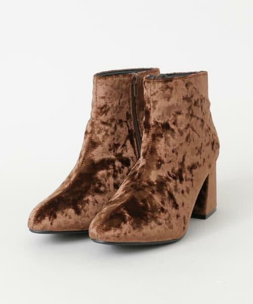 SENSE OF PLACE by URBAN RESEARCH/センスオブプレイス バイ アーバンリサーチ チャンキーヒールベロアブーツ∴ キャメル 37