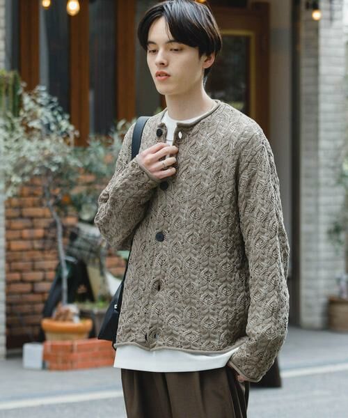 SENSE OF PLACE by URBAN RESEARCH / センスオブプレイス バイ アーバンリサーチ カーディガン・ボレロ | ケーブルメッシュクルーネックカーディガン | 詳細1