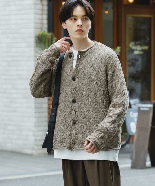 SENSE OF PLACE by URBAN RESEARCH / センスオブプレイス バイ アーバンリサーチ カーディガン・ボレロ | ケーブルメッシュクルーネックカーディガン | 詳細3