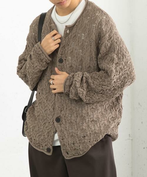 SENSE OF PLACE by URBAN RESEARCH / センスオブプレイス バイ アーバンリサーチ カーディガン・ボレロ | ケーブルメッシュクルーネックカーディガン | 詳細8