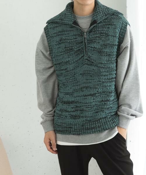 SENSE OF PLACE by URBAN RESEARCH / センスオブプレイス バイ アーバンリサーチ ベスト | ミックスメランジハーフジップニットベスト | 詳細1