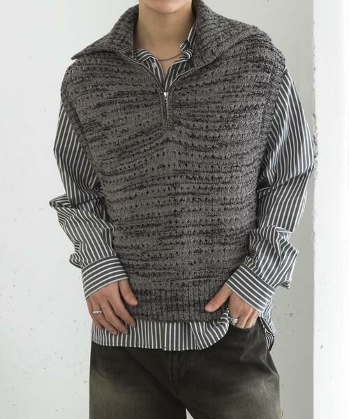 SENSE OF PLACE by URBAN RESEARCH / センスオブプレイス バイ アーバンリサーチ ベスト | ミックスメランジハーフジップニットベスト | 詳細15