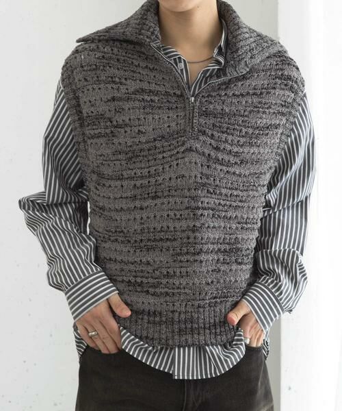 SENSE OF PLACE by URBAN RESEARCH / センスオブプレイス バイ アーバンリサーチ ベスト | ミックスメランジハーフジップニットベスト | 詳細16