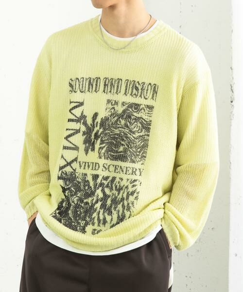 SENSE OF PLACE by URBAN RESEARCH / センスオブプレイス バイ アーバンリサーチ ニット・セーター | 『洗濯可』グラフィックプリントシアーニット | 詳細5