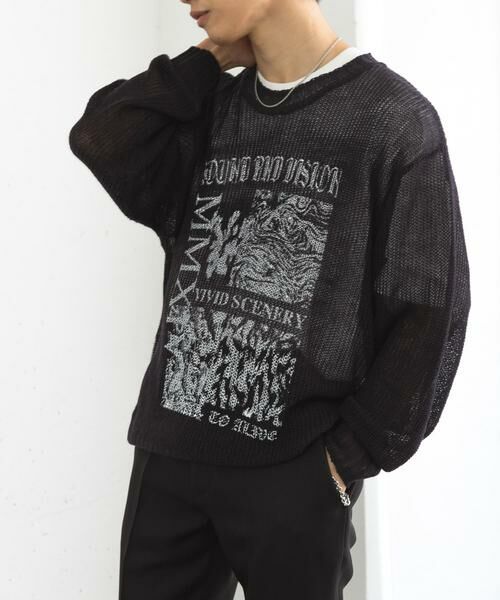 SENSE OF PLACE by URBAN RESEARCH / センスオブプレイス バイ アーバンリサーチ ニット・セーター | 『洗濯可』グラフィックプリントシアーニット | 詳細12