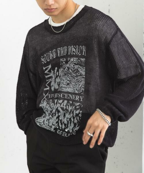 SENSE OF PLACE by URBAN RESEARCH / センスオブプレイス バイ アーバンリサーチ ニット・セーター | 『洗濯可』グラフィックプリントシアーニット | 詳細14