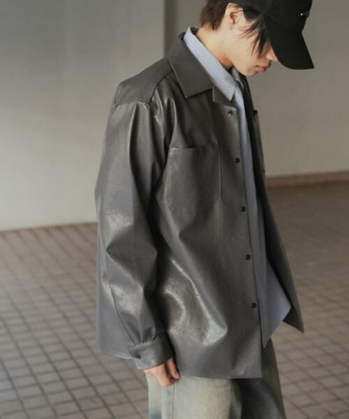 SENSE OF PLACE by URBAN RESEARCH / センスオブプレイス バイ アーバンリサーチ シャツ・ブラウス | FLオープンカラールーズシャツ(チャコールグレー)