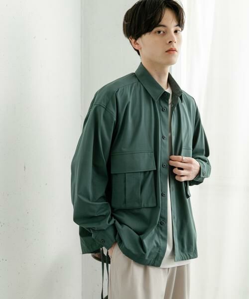 SENSE OF PLACE by URBAN RESEARCH/センスオブプレイス バイ アーバンリサーチ ドットメッシュダブルポケットロングスリーブシャツ グリーン L SENSE OF PLACE by URBAN RESEARCH/センスオブプレイス バイ アーバンリサーチ ドットメッシュダブルポケットロングスリーブシャツ グリーン L