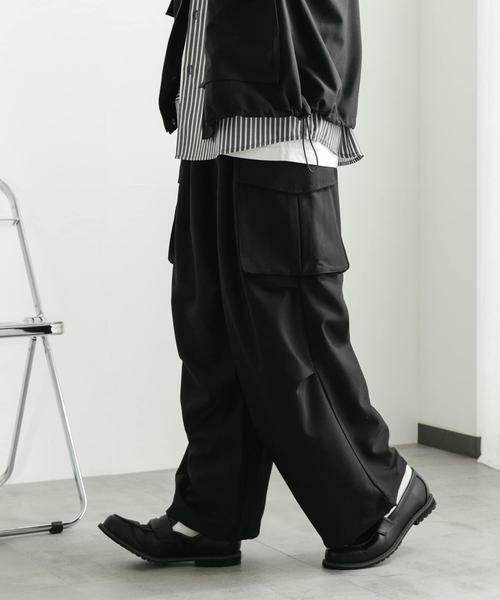 SENSE OF PLACE by URBAN RESEARCH / センスオブプレイス バイ アーバンリサーチ その他パンツ | 『ユニセックス』『セットアップ対応』ワイドカーゴパンツ(ブラック)