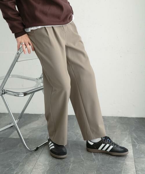 SENSE OF PLACE by URBAN RESEARCH / センスオブプレイス バイ アーバンリサーチ その他パンツ | 『イージーケア』ダブルタックワイドパンツ(カーキ)