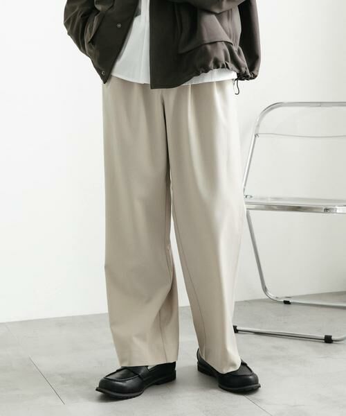 SENSE OF PLACE by URBAN RESEARCH / センスオブプレイス バイ アーバンリサーチ その他パンツ | 『イージーケア』ダブルタックワイドパンツ(ライトベージュ)