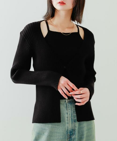 SENSE OF PLACE by URBAN RESEARCH/センスオブプレイス バイ アーバンリサーチ アンサンブルレイヤードセーター ブラック one SENSE OF PLACE by URBAN RESEARCH/センスオブプレイス バイ アーバンリサーチ アンサンブルレイヤードセーター ブラック one