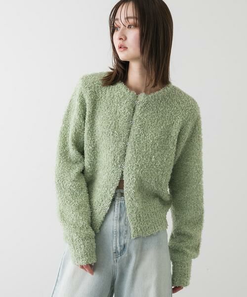 SENSE OF PLACE by URBAN RESEARCH / センスオブプレイス バイ アーバンリサーチ カーディガン・ボレロ | ラメリボンクルーネックカーディガン | 詳細1