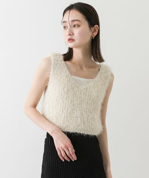SENSE OF PLACE by URBAN RESEARCH / センスオブプレイス バイ アーバンリサーチ ベスト | クロップドフェザーヤーンニットベスト | 詳細1